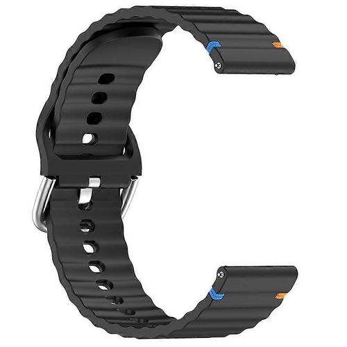 Bracelet De Montre En Silicone Pour Huawei/Garmin/Coros/Xiaomi, Modèle Wave, Accessoires De 22 Mm (Noir)
