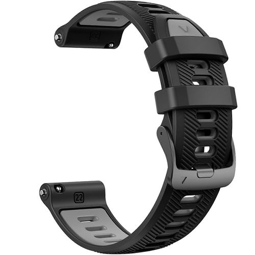 Bracelet De Montre En Caoutchouc Pour Garmin Fore Runner 965/955 22 Mm (Noir Et Gris)