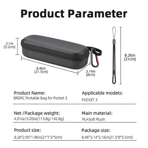 Étui pour appareil photo, sacoche pour appareil photo, sacoche portable avec boucle d'alpinisme, cordon, accessoires pour DJI OSMO Pocket 3