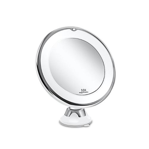 Miroir Maquillage 10x Grossissement Led Éclairé 360° Pivotant Avec Ventouse Intégrée 