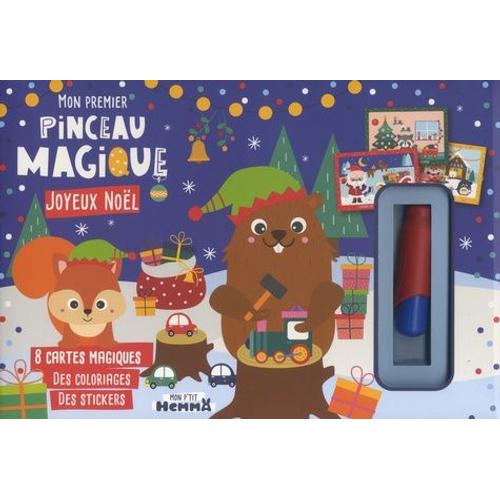 Mon Premier Pinceau Magique Joyeux Noël - Coffret Avec 8 Cartes Magiques, Un Livre De Coloriage, Des Stickers Et 1 Pinceau Magique