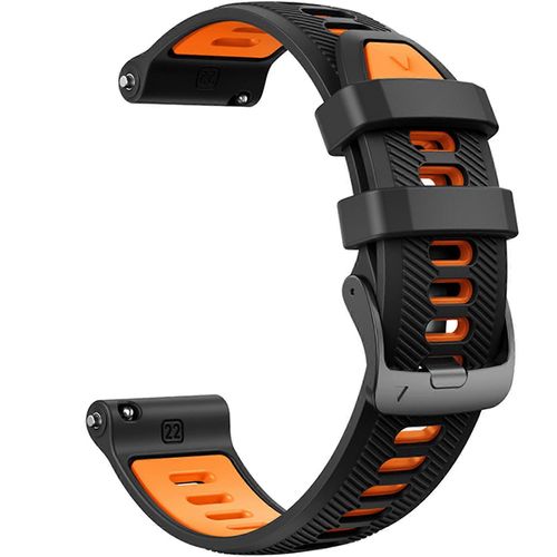 Bracelet De Montre En Caoutchouc Pour Garmin Fore Runner 965/955 22 Mm (Noir Et Orange)