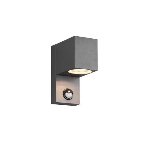 Trio Roya Applique Murale D'extérieur Moderne Carrée Anthracite Ip44 Avec Pir