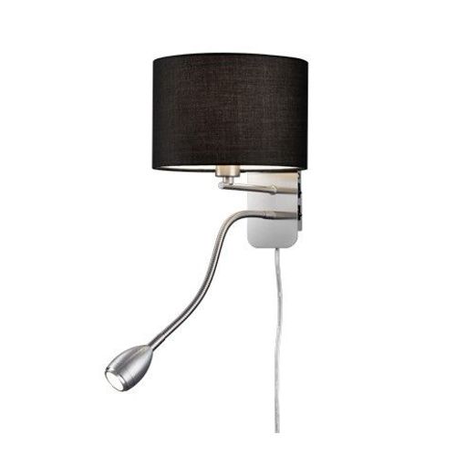 Trio Hotel Lampe De Lecture Young Living Nickel Mat Avec Abat-Jour Noir