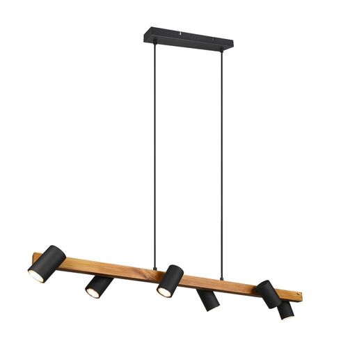 Trio Marley Plafonnier Suspendu Moderne À 6 Lumières, Noir Mat, Bois