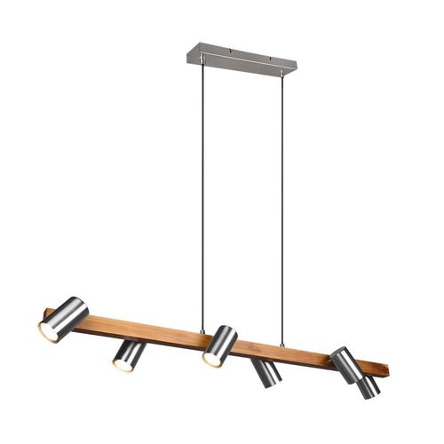 Trio Marley Plafonnier Suspendu Moderne À 6 Lumières, Nickel Mat, Bois