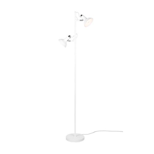 Trio Roxie Lampadaire De Travail Moderne À 2 Lumières Blanc Mat Avec Interrupteur Au Pied