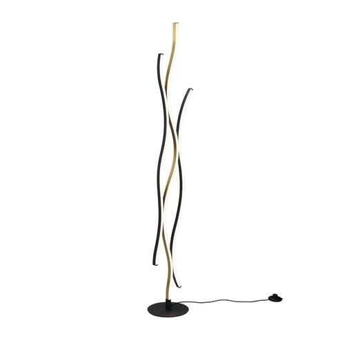 Trio Blaze Lampadaire Led Intégré Moderne En Laiton Mat 2300-3000-4000k Avec Interrupteur Au Pied