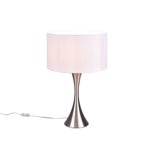 Trio Sabia Lampe De Table Moderne 40 Cm Avec Abat-Jour Rond Nickel Mat