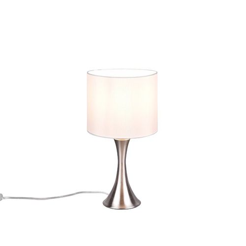 Trio Sabia Lampe De Table Moderne 20 Cm Avec Abat-Jour Rond Nickel Mat