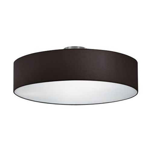 Trio Hotel Plafonnier Cylindrique Moderne À 3 Lumières De 50 Cm, Abat-Jour Noir Mat En Nickel