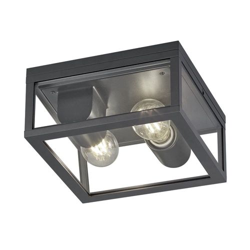 Trio Garonne Plafonnier Vintage 2 Lumières Anthracite Ip44