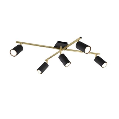 Trio Marley Barre De Spot De Plafond Moderne À 5 Lumières, Noir, Doré