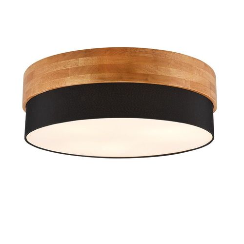 Trio Seasons Plafonnier Cylindrique Moderne 50cm 3 Lumières Nickel Noir Mat Abat-Jour