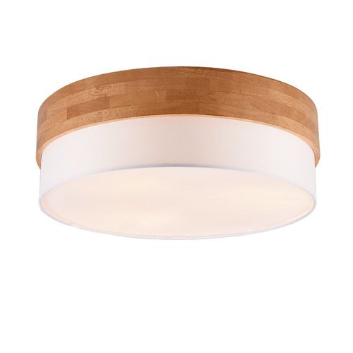 Trio Seasons Plafonnier Cylindrique Moderne 50cm 3 Lumières Nickel Abat-Jour Blanc Mat