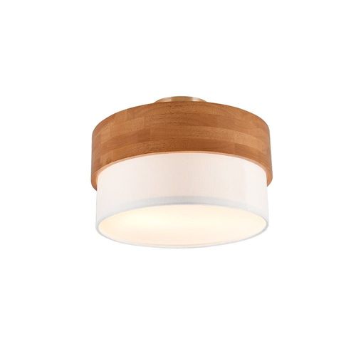 Trio Seasons Plafonnier Cylindrique Moderne 30 Cm À 2 Lumières, Abat-Jour Blanc Mat En Nickel