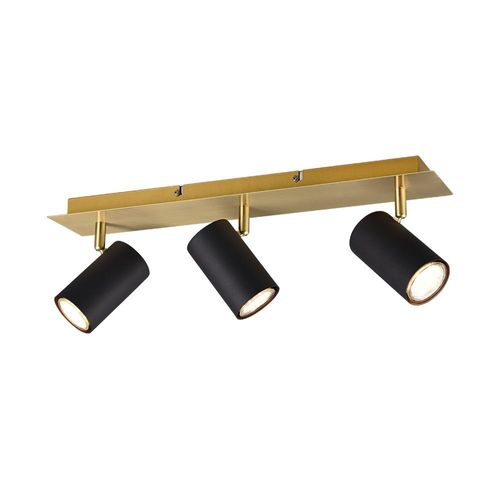 Trio Marley Barre De Spot De Plafond Moderne À 3 Lumières, Noir, Doré