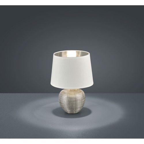 Reality Luxor Lampe De Table Moderne Luxor 18 Cm Avec Abat-Jour Rond Conique Argenté
