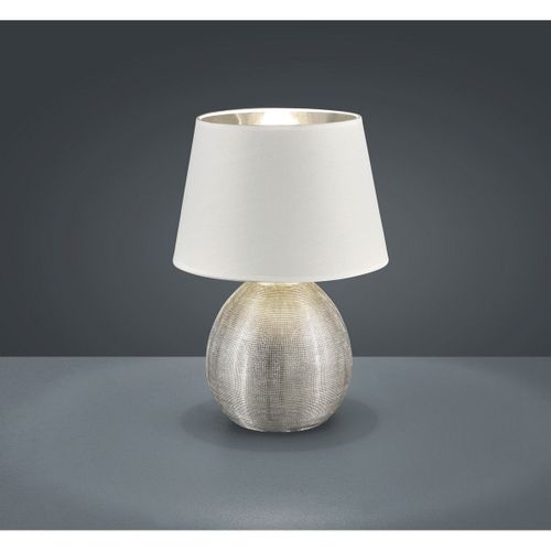 Reality Luxor Lampe De Table Moderne Luxor 24 Cm Avec Abat-Jour Rond Conique Argenté