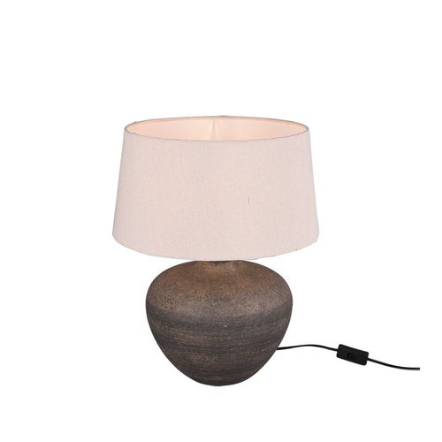 Reality Lou Lampe De Table Lou Modern 38 Cm Avec Abat-Jour Rond Conique Marron