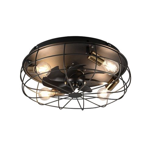 Reality Trondheim Ventilateur De Plafond Trondheim Moderne À 4 Lumières, Noir Mat, Télécommande