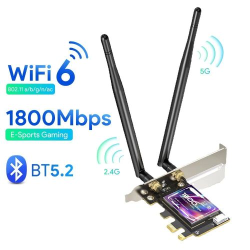 Carte réseau sans fil pour ordinateur de bureau, adaptateur WiFi, bande touristique, 1800Mbps, 2.4G, 5GHz, Bluetooth 5.2, PCIe, Wifi6 PCIE