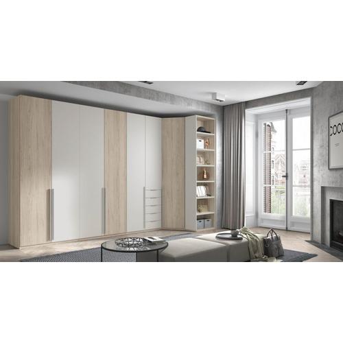 Armoire D'angle Bibliothèque Couleur Habana Gris Laquée Hauteur 220 Cm