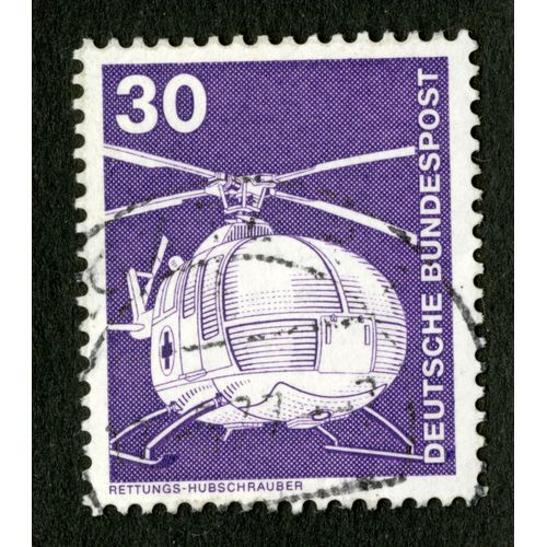 Timbre Oblitéré Deutsche Bundespost, Rettungs - Hubschrauber, 30