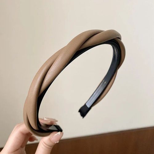 Bandeau De Sauna Torsadé En Cuir Pu Vintage Pour Femme, Bandeaux Élégants, Cerceau De Tête Fin, Bandeau Féminin Simple, Lavage, Maquillage Du Visage