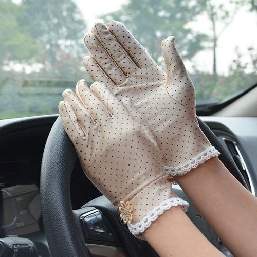 Gants D'été Pour Femmes, Protection Solaire, Gants De Conduite, Petits Points, Patchwork De Dentelle, Gants Courts, Mitaines Respirantes Pour Écran Tactile
