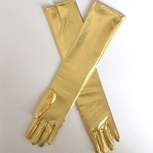 Gants Longs Noirs En Cuir Verni Pour Femmes, Longs, Sexy, Doigts Complets, Mitaines De Soirée, Performance, Longueur Du Coude, Gant Enduit