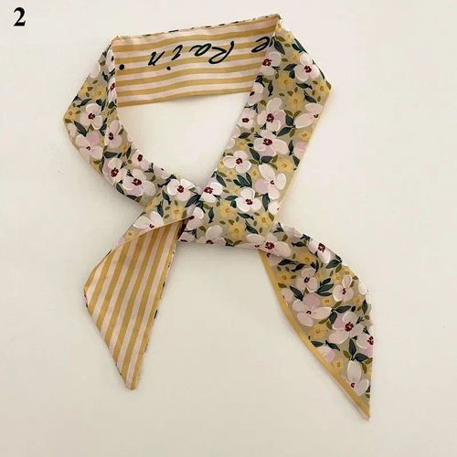 Foulard Fin Et Long À Motif Floral Doux Pour Femme, Petite Écharpe De Tête, Poignée De Sac, Rubans De Sauna, Décoration