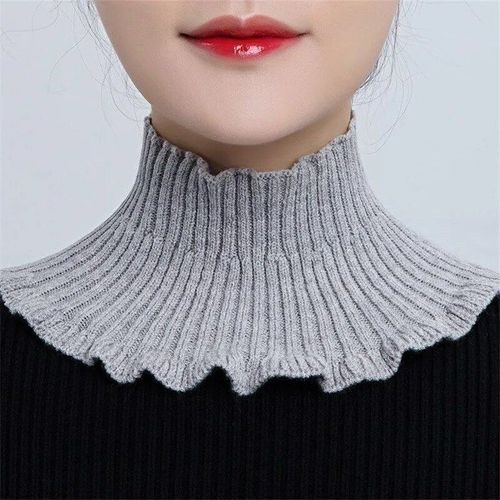 Col Roulé Coupe-Vent Avec Oreilles En Bois Pour Femme, Faux Col, Écharpe Amovible, Poignées Solides, Hiver