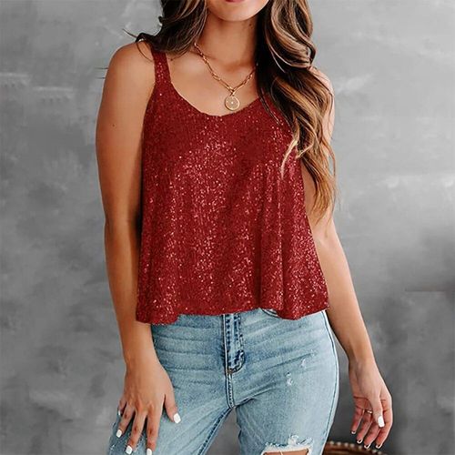 Haut À Paillettes Scintillantes Pour Femmes, Col En V, Fronde, Glaçure, Wlwear, Caraco Précieux, Y-Y-Solid, Mode, Tuniques De Plage, Sexy