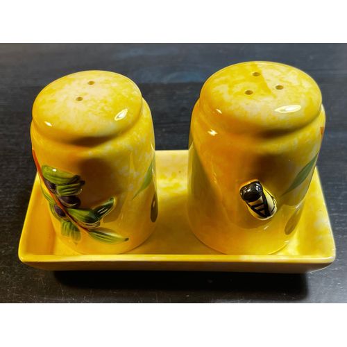 Saliere +Poivrier +Support En Porcelaine De Valloris-