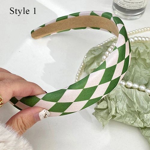 Bandes De Sauna De La Série Verte Pour Femmes, Bandeaux En Latex À Carreaux Verts Frais, Bandeau En Laine Éponge Épaisse, Coiffure Coréenne Ins Girl Hoop