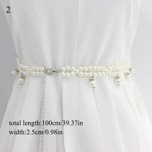 Ceinture Fine Avec Perles En Métal Pour Femmes, 120cm De Long, Ceinture De Taille Élégante Avec Crochet