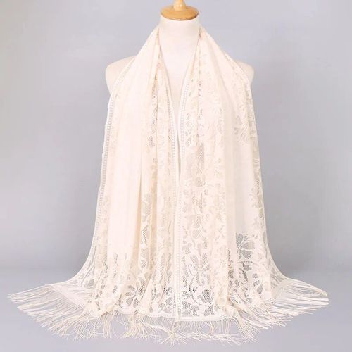 Écharpe En Dentelle Pour Femmes, Longue Écharpe, Hijab, Bandana, Ajouré, Broderie