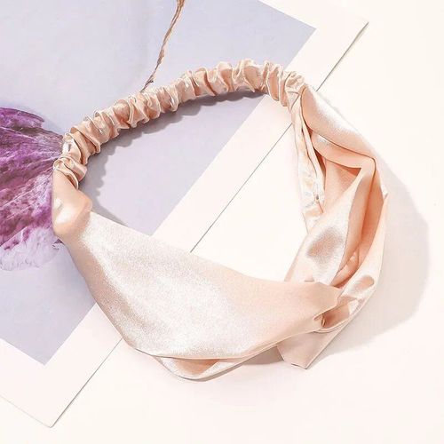 Bandeau Élastique En Satin De Soie Pour Femmes, Couleur Unie, Noué Croisé, Soyeux, Marque De Luxe, Maquillage, Bain, Turban