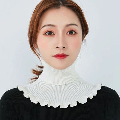 Écharpe À Faux Col Avec Oreilles En Bois Pour Femme, Faux Col Élastique, Col Roulé Avec Poignées Amovibles