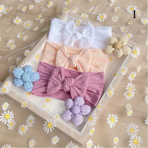 Bandeau À Gros N¿Ud Pour Bébé, 3 Pièces, Serre-Tête Pour Nouveau-Né, À Large Bord, En Tricot Torsadé, Turban, Élastique, En Nylon Doux