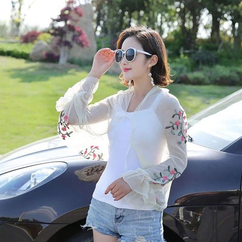 Écharpe D'été En Mousseline De Soie Pour Femmes, Poncho À Manches Longues, Imprimé Floral, Couverture De Bras Uv