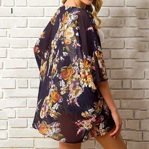 Cache Maillot De Bain En Mousseline De Soie Pour Femme, Kimono, Manches Mi-Longues, Cardigan, Tunique, Vêtements De Plage, Été