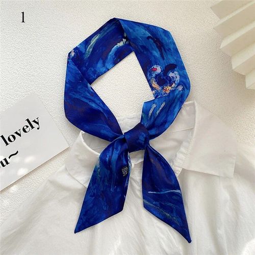 Écharpe En Soie Longue Et Étroite Pour Femmes, Style Artistique, Peinture À L'huile, Luxe, Cou De Tête, Soie, Satin, Sac, Foulards, Ruban, Cravate