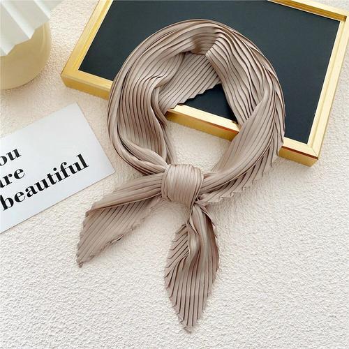 Petit Foulard Carré En Satin Plissé Pour Femme, Châle, Bandana, Mouchoir, 70cm