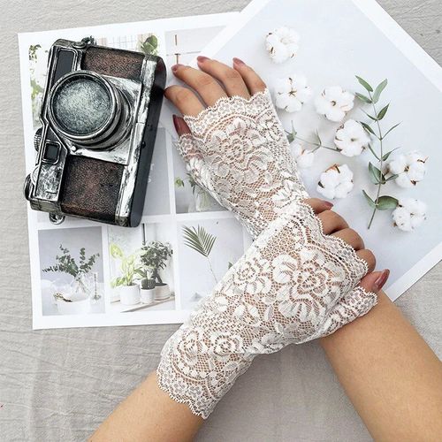 Gants En Dentelle Sexy Pour Femmes, Mitaines Courtes Et Demi-Doigts, Gants Sans Doigts Fins, Gants De Conduite Pour Femmes, Protection Solaire Uv, Patients De Mariage