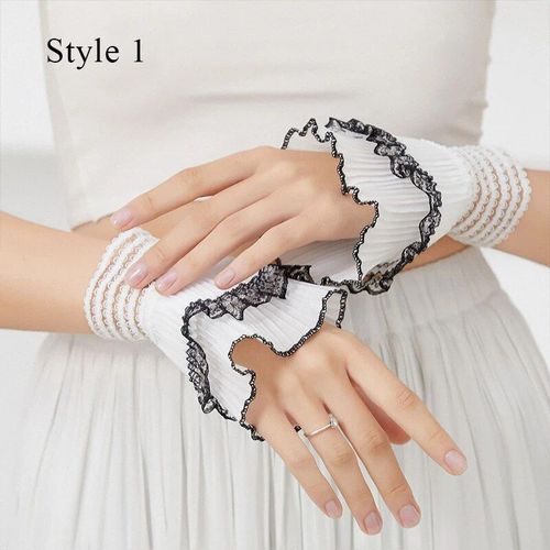 Gants De Couverture De Cicatrice De Manches Plissées En Dentelle Coréenne Élégante, Faux Manchon Détachable, Couverture De Poignet, Décoration De Vêtements
