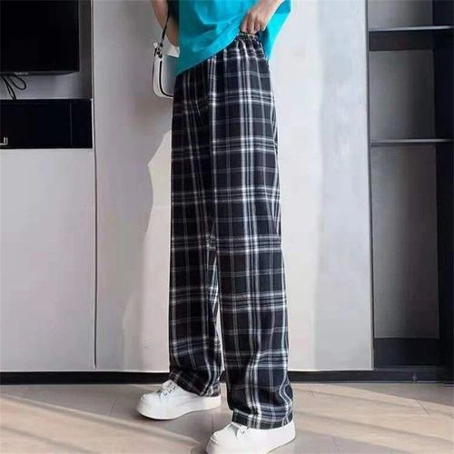 Pantalon À Carreaux Noir Et Blanc Pour Femme, Streetwear Décontracté, Jambes Larges, Style Hip-Hop, Été