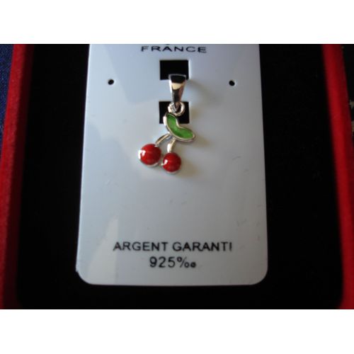 Pendentif Cerises En Argent Émaillé