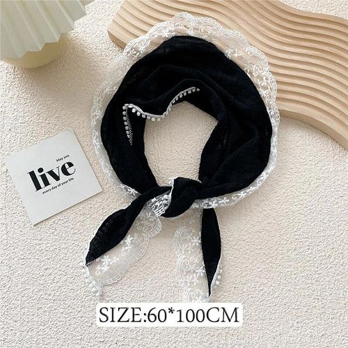 Écharpe Triangulaire En Coton Et Lin Pour Femmes, Écharpes Décoratives Coréennes, Longs Bandanas, Châle, Cou, Tête, Élégant, Bord En Dentelle, Nouveau